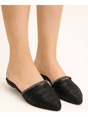 Kadın Taşlı Şık Terlik Siyah