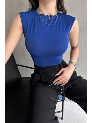 Sırt Dekolteli Buzzy Kadın Bluz Mavi