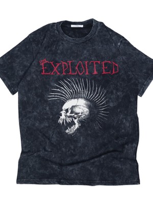 Oversize The Exploited Baskılı Yıkamalı T-Shirt, Unisex Rock Band Temalı Retro Tişört