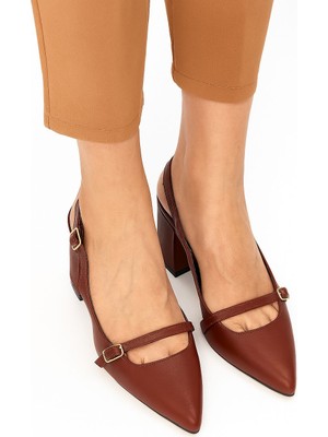 Kadın Topuklu Tek Bant Stiletto Ayakkabı Bordo