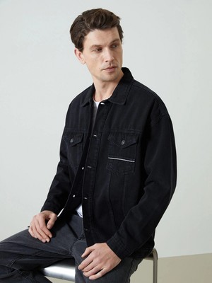 Lcw Jeans Siyah Rahat Kalıp Erkek Jean Ceket