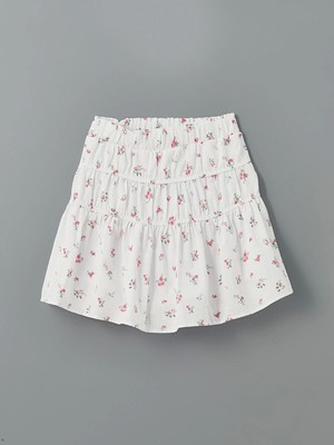 Lcw Kids Beyaz Beli Lastikli Çiçekli Kız Çocuk Etek