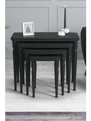 Imaj Mdf ve Lake Boya, Antrasit 4lü Zigon Sehpa Takımı, Antrasit Gürgen Ayaklar