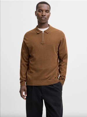Jjeemıl Knıt Polo Half Zıp Ls Noos