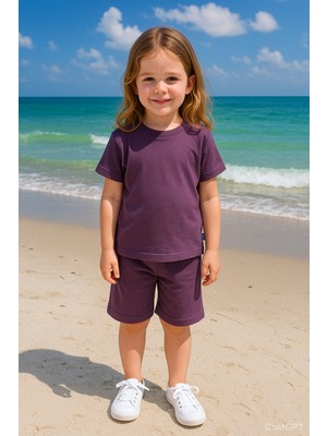 MB Kids Fitillli Şortlu Basic Kız Erkek Çocuk Yazlık Şortlu Takım