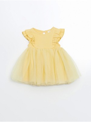 Lcw Baby Sarı Basic Dantel Tüllü Kız Bebek Elbise