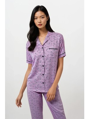 Ecrou Kadın Pembe Panda Kingdom Soft Doku Bebe Yaka Üst Pantolon Pijama Takım