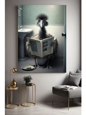 Özkacar Group Wc Tuvalet Banyo Komik Deve Kuşu Ev Duvar Salon Güzellik Salonu Ofis Dükkan Dekarasyon Kanvas Tablo