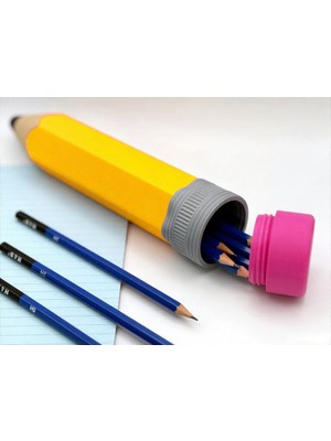 Kapaklı 3D Kalem Kutusu - Sarı ve Mavi Renk Seçenekli Dayanıklı Okul Kalemliği