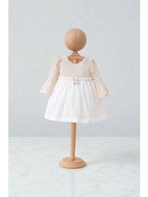 Mymio Dantel Detaylı Kız Bebek Elbise Tunik Kesim Doğum Günü İçin Klasik Stil