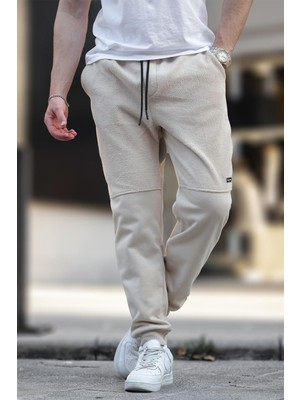 Bej Erkek Paçası Lastikli Polar Eşofman Altı 6555