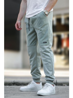 Yeşil Erkek Paçası Lastikli Polar Eşofman Altı 6555