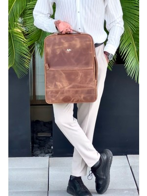 Poizeg Antik Taba Hakiki Deri Sırt Laptop ve Evrak Çantası