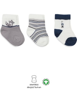 3'lü Penye Soket Çorap BS10109 Gri