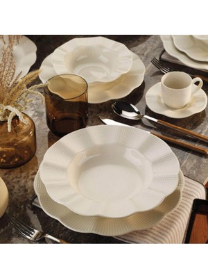 MLN16YS740694 Milena 16 Parça 4 Kişilik Yemek Takımı Krem