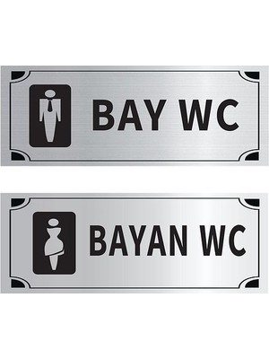 Bay Wc Wc Ikili Levha Set Gümüş Metal Yönlendirme Tabelası Kişiye Özel