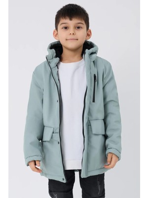 Montland Spor Erkek Çocuk Mint Yeşili Kürklü Su ve Rüzgar Geçirmez Kapüşonlu Kışlık Mont 3 Cep Özellikli