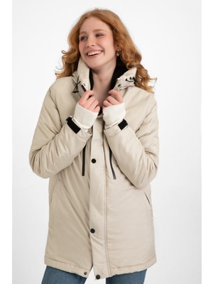 Kadın Polarlı Su ve Rüzgar Geçirmez Kapüşonlu Kışlık Mont & Kaban & Parka