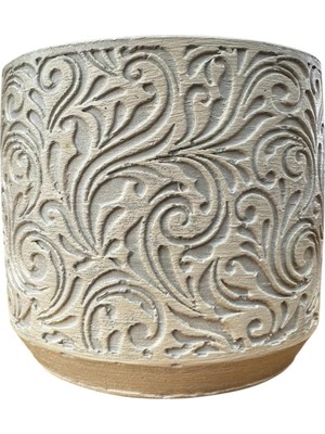 Bitki Tasarımı Ev Dekorasyon Bej Çiçek Desen Beton Saksı Çiçeklik Saksılık