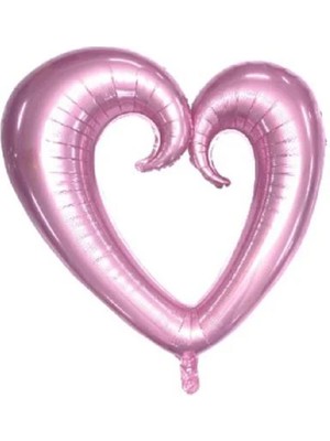 1 Adet 40 Inç 100 cm Ortası Boş Folyo Pembe Kalp Balon Doğum Günü Şık Süsleme