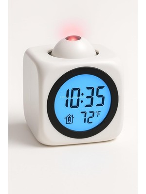 LED Projeksiyon Dijital Çalar Saat, Sesli Anons Fonksiyonu, Sıcaklık Göstergeli, Duvar ve Tavan Projeksiyonu, 10 Dakikalık Erteleme, USB Veya Pil ile Çalışma, Yatak Odası ve Ofis Için (Beyaz)
