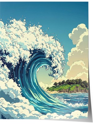 Çerçevesiz Poster, Büyük Okyanus Dalgası – Japon Sanatı, Salon Dekoru Poster No: 110241