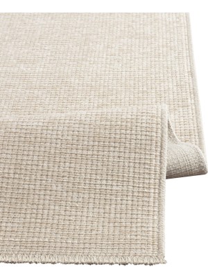 Bespoky 80x250 cm Ekru Modern Etnik Yolluk Yıkanabilir Halı | Mutfak Yolluk Koridor Halısı | Leke Tutmayan Kaymaz | 2411-EKRU