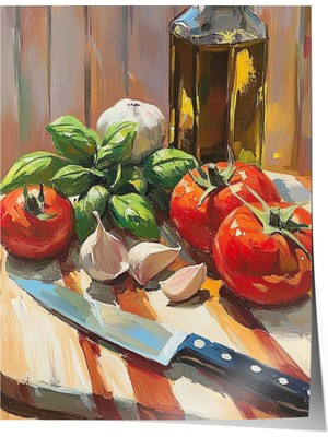 Çerçevesiz Poster, Domates ve Mozzarella – Akdeniz Sofrası, Mutfak Dekoru Poster No: 110142