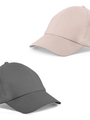 Unisex Gri ve Taş Rengi  2'li  Beyzbol  Şapka Seti