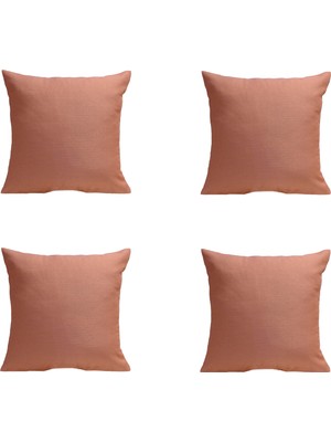 4'lü Keten Görünümlü Kırlent Kılıfı Somon