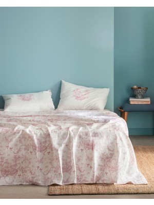 Madame Coco Arlette Tek Kişilik %100 Pamuk Karde Baskılı Pike Takımı - Pudra