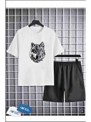 Erkek/kız Çocuk  ''kurt'' Baskılı Tişört-Şort Takımı