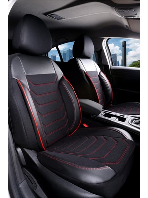 
honda Legend Yarı Deri Oto Koltuk Kılıfı Ön Arkatakım Karbon Serisi Siyah Kırmızı Fs