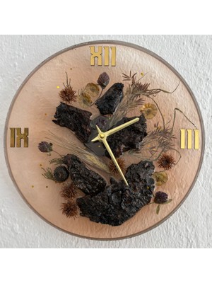 Pelince - Doğal Ağaç Kabuklu Epoksi Duvar Saati (Özel Tasarım - Tek Üretim - Versiyon I) - 30 cm