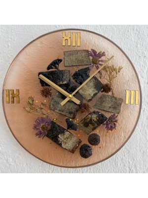 Pelince - Doğal Ağaç Kabuklu Epoksi Duvar Saati (Özel Tasarım - Tek Üretim - Versiyon Vı) - 30 cm