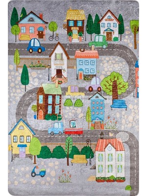 Hali.Net 100x150 cm Gri Hlnc Dijital Baskı Etnik Patchwork Halı | Mutfak Balkon Salon Halısı | Hav Vermez Hipoalerjenik | HALN-HLNC109