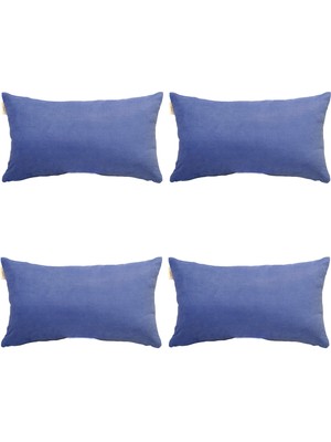 4'lü Kadife Dokulu Kırlent Kılıfı Açık Mavi