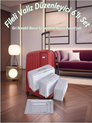 6'lı Set Bavul Içi Organizer Hurç Puantiyeli