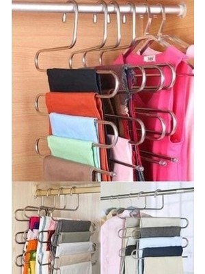 Arvale Bej Renkli 4 Adet Metal Pantolon Eşarp Askısı 5 Katlı Premium Kalite ve Düzenleyici Özellik