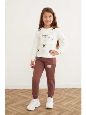 Beli Lastikli Armalı Jogger Kız Çocuk Eşofman Altı