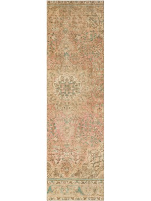 Bespoky 83x276 cm Bej Klasik Yün Halı | Yolluk Koridor Mutfak Halısı | %100 Doğal Yün El Yapımı El Dokuma | UNİQUE-36250