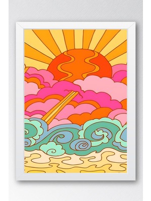 Gün Batımı Renkli Bulutlar Çerçeveli Tablo - Pop Art Poster Tablo
