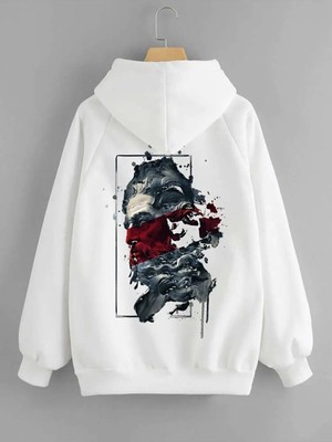 Daxia Unisex Zeus Baskılı Oversize Kapüşonlu Sweatshirt