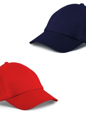 Unisex Kırmızı ve Lacivert Rengi  2'li  Beyzbol  Şapka Seti