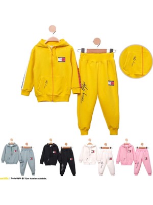 Baby Marka Baskılı Tomm Desen Kapşonlu Fermuarlı Ikili Takım Unisex 1-5 Yaş