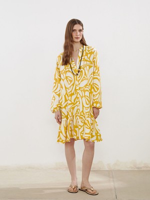 Lc Waikiki Yeni Sezon Kacik Yaka Desenli Gomlek Elbise - S5ML64Z8