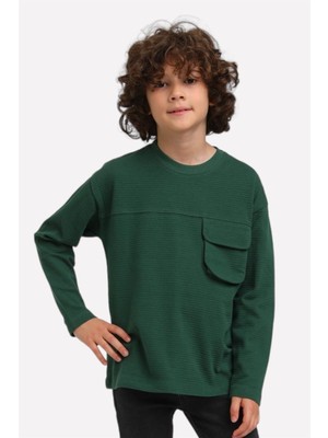 Jacklions Erkek Çocuk Cep Detaylı %100 Pamuk T-Shirt 1675 Haki