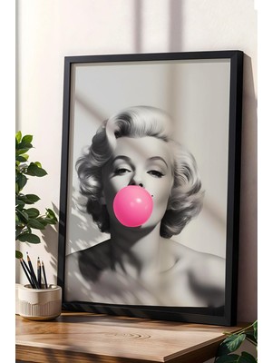 Marilyn Monroe Ikonik Pembe Balon Çerçeveli Tablo - Pop Art Poster Tablo