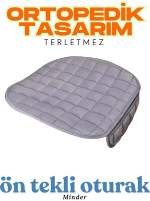 Gri Kadife Yüzeyli Ön Tekli Araba Oturak Minderi – Kaymaz, Evrensel Uyumlu Konforlu Tasarım