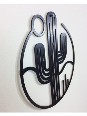 Labirent Kaktüs Ahşap Tasarım Duvar Dekor 30 cm - Siyah - Ahşap